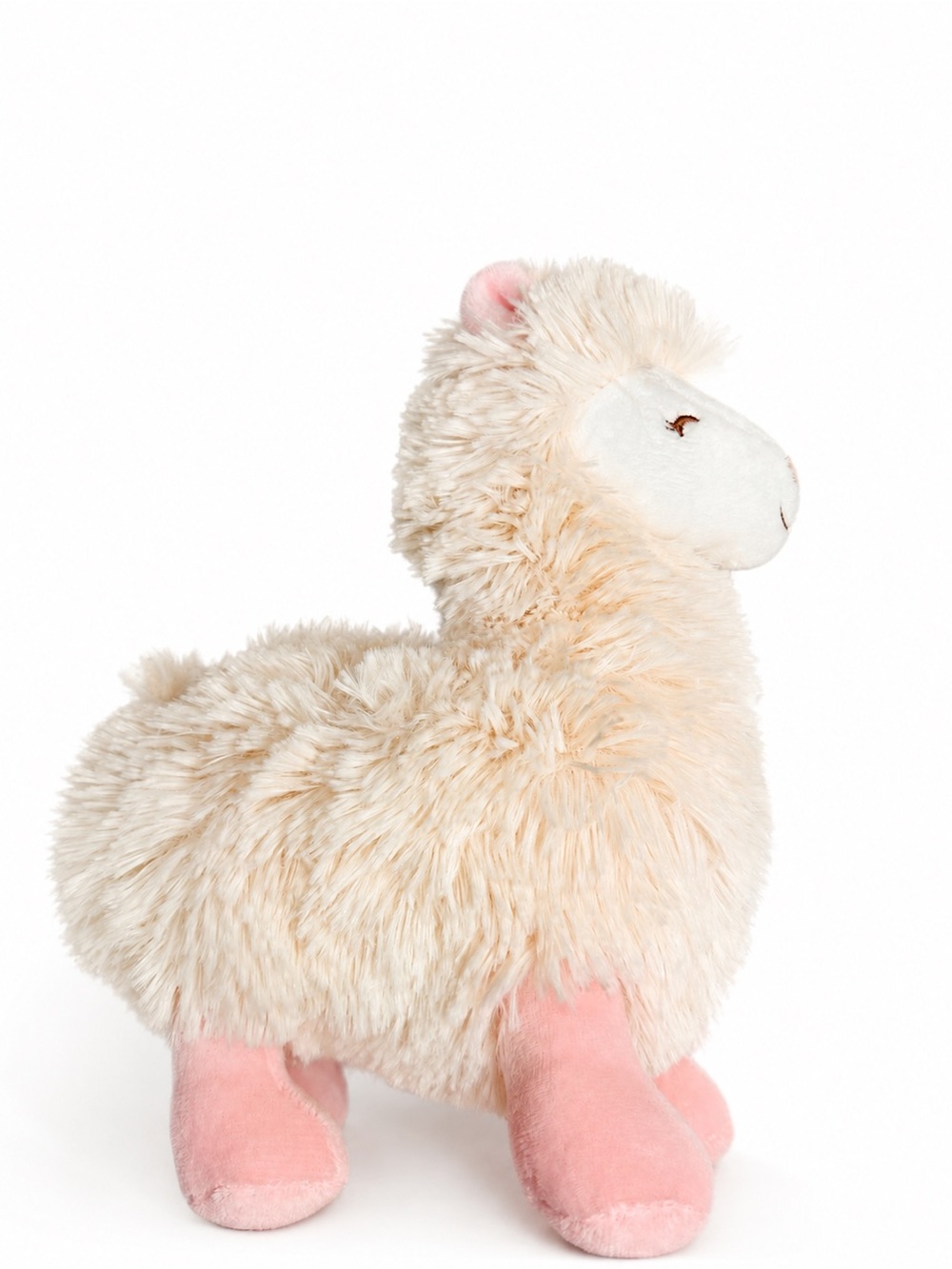Cream and Pink Llama Plush Stuffed Animal - Soft Huggable Toy